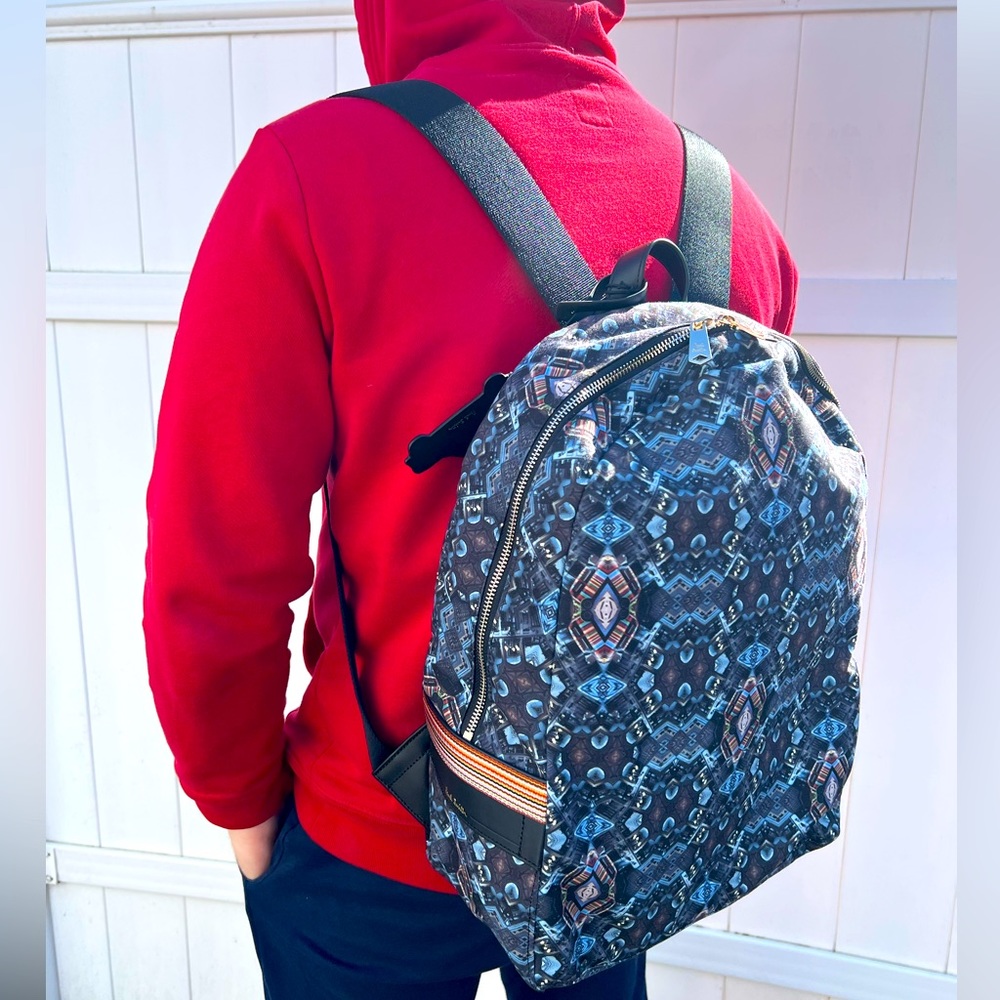 Paul Smith Print Fabric/ Leather Detail Backpack